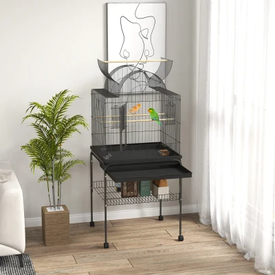 PawHut Gabbia per uccelli 63cm x 53cm x 144cm Nero