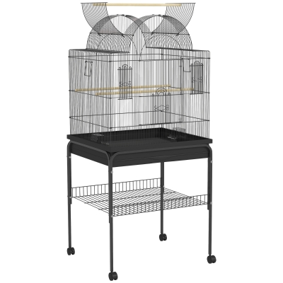 PawHut Gabbia per uccelli 63cm x 53cm x 144cm Nero
