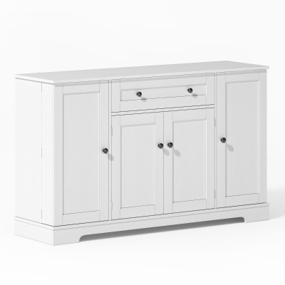 Multifunctional Kitchen Sideboard with Double-Door Compartment,138L x 40W x 85H cm, White