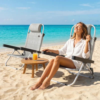 Outsunny Lot 2 Chaises Longues Réglables Extérieur 4 Positions