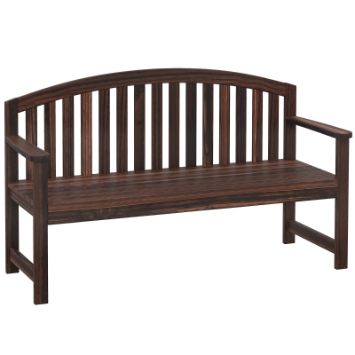 Outsunny 2-Seater Wooden Garden Bench Carbonised Finish