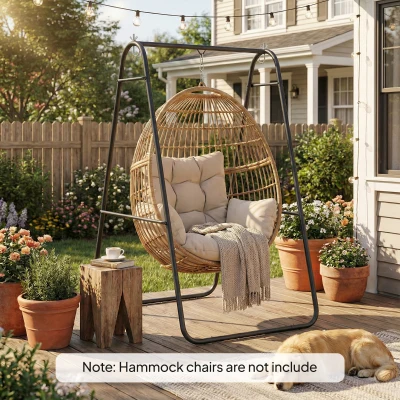 Outsunny Hammock Chair Stand 150KG Indoor Outdoor Black