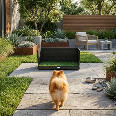 PawHut Hondentoilet 75 x 51 cm Hondentoilet met Kunstgras, Puppytoilet met Hoge Wanden, Uittrekbare Lade en Drainage Zwart