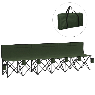 Outsunny 6-Seater Folding Camping Chair with Cup Holder Green