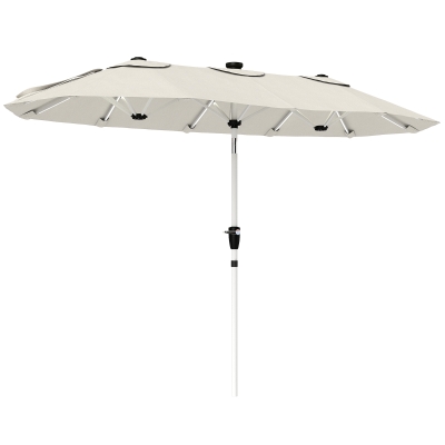Outsunny Double-Sided Parasol LED Solar Lights Cream White