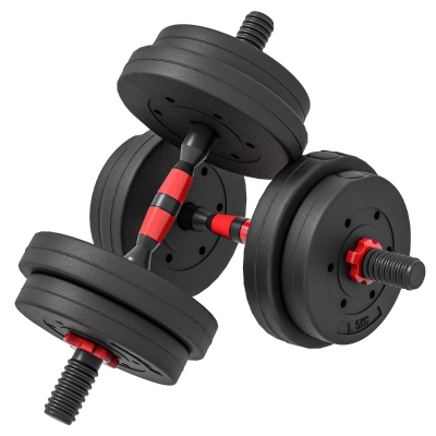 HOMCOM 2-in-1 Adjustable Dumbbells Barbell 15kg Black