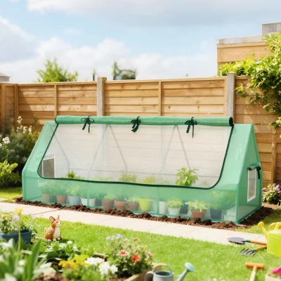 Outsunny Estufa de Jardim Mini Estufa 240x90x90 cm com Janelas de Malha e Estrutura de Aço para Cultivar Verduras e Flores Verde