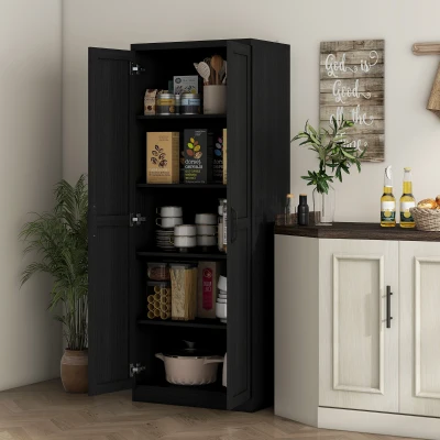 HOMCOM Credenza da cucina 60x40x160cm Nero
