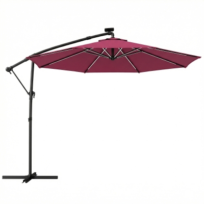 Outsunny Cantilever Parasol 3m with LED Wine Red