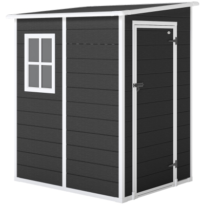 Outsunny Lockable Garden Shed with Window Black 4'x5'