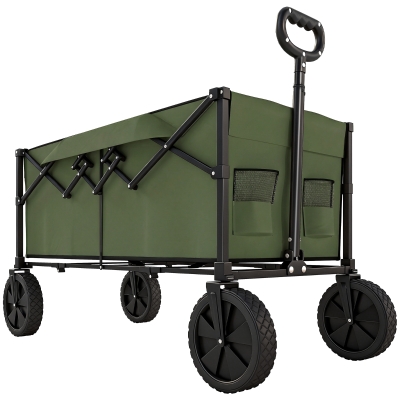 Outsunny Foldable Wagon Cart with Handle Dark Green