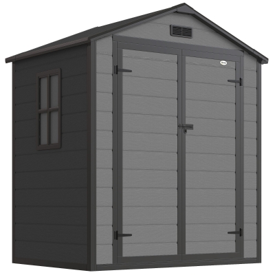 Outsunny Lockable Garden Storage Shed Double Doors Dark Grey
