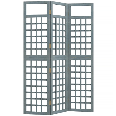 Outsunny 3-Panel Wooden Privacy Screen Foldable Grey