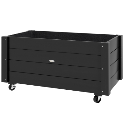 Outsunny Jardinière sur roulettes - jardinière rectangulaire - inserts d'irrigation, feutre de drainage inclus - noir