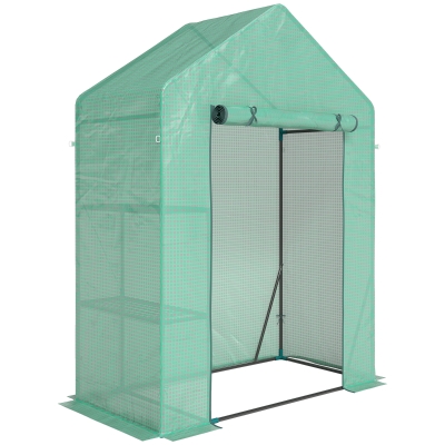 Outsunny Estufa de Jardim 143 x 73 x 195 cm com 2 Prateleiras, Verde