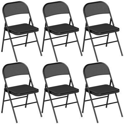 HOMCOM Conjunto de 2 Cadeiras Dobráveis, Cadeiras Portáteis de Escritório, Pernas em Aço, Cadeira Dobrável para Escritório, Recepção, Sala de Espera, Couro Sintético, Preto