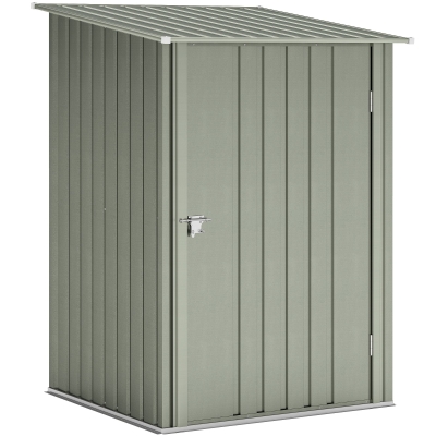 Outsunny Casinha de Jardim Abrigo para Ferramentas em Aço Galvanizado com Porta de Batente, 100x104x160 cm, Cinza prateado