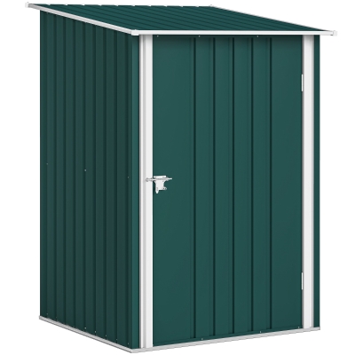 Outsunny Casinha de Jardim Porta-Ferramentas em Aço Galvanizado com Porta Batente, 100x104x160 cm, Verde