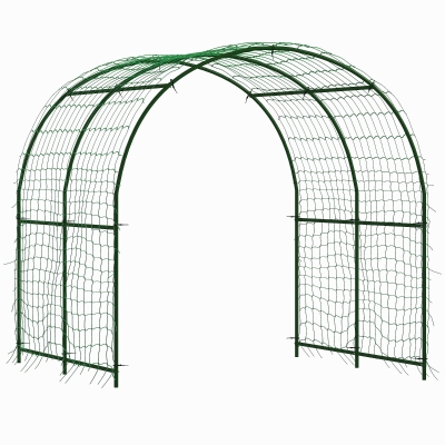 Outsunny Treliça Metálica para Cravar no Solo Inoxidável Tutor Arqueado para Pepinos 210x250x216 cm Verde Escuro