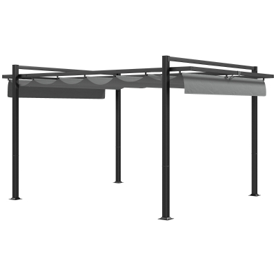 Outsunny 3x4m Retractable Pergola Aluminium Dark Grey