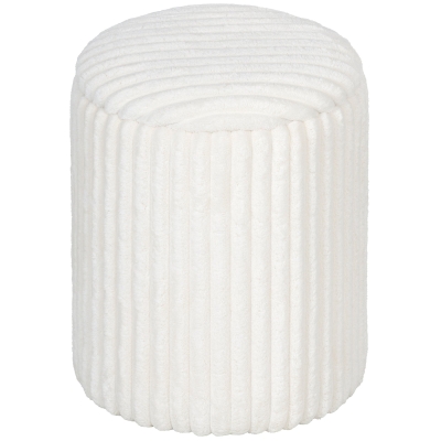 HOMCOM Taburete con almacenamiento con tapa reversible, taburete moderno de pana para salón y dormitorio, Blanco