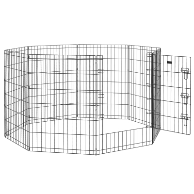 PawHut Parque cercado modular para cães, coelhos e roedores, cerca para pequenos animais interior e exterior  61 x 91 cm preto