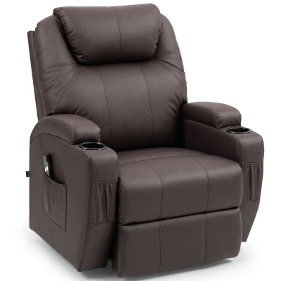 HOMCOM Opsta Stoel comfortabel met afstandsbediening en bekervouders voor Huisgebruik, Koffiebruin