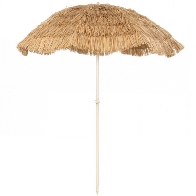 Outsunny Parasol Hawaïen Ø1,85m Inclinable avec Sac Kaki
