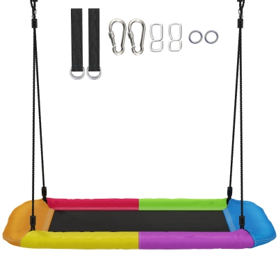 AIYAPLAY Columpio nido ajustable Columpio colgante hasta 300kg con cuerdas ajustables para 3-8 años 148x77x180 cm Multicolor