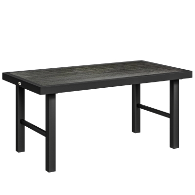 Outsunny Metal Coffee Table Outdoor Woodgrain Top Dark Grey