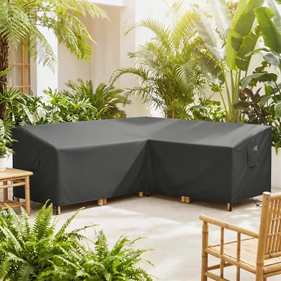 Outsunny Funda protectora para muebles de jardín resistente al invierno impermeable en forma de V anti-UV cubierta 420D tejido Oxford 216x216x78 cm Negro