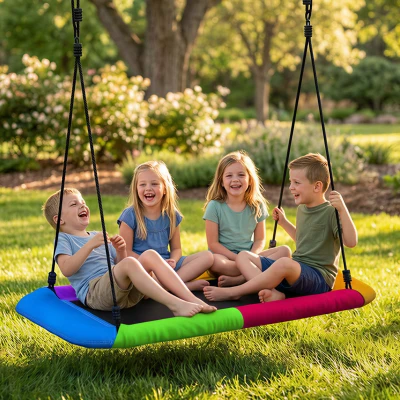 AIYAPLAY Columpio nido ajustable Columpio colgante hasta 300kg con cuerdas ajustables para 3-8 años 148x77x180 cm Multicolor