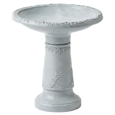 Outsunny Bebedero de resina para exterior, bañera redonda de 51 cm con efecto piedra, dispensador de alimento para aves independiente, Gris