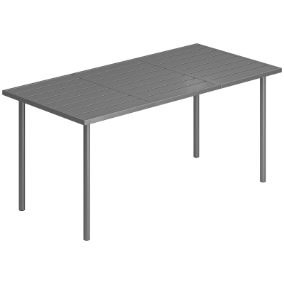 Outsunny Mesa de jardín 165 x 80 cm para 6 personas, mesa de comedor con tablero de lamas, armazón de acero, rectangular