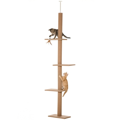 PawHut Arbre Chat Réglable 4 Niveaux Marron 260cm