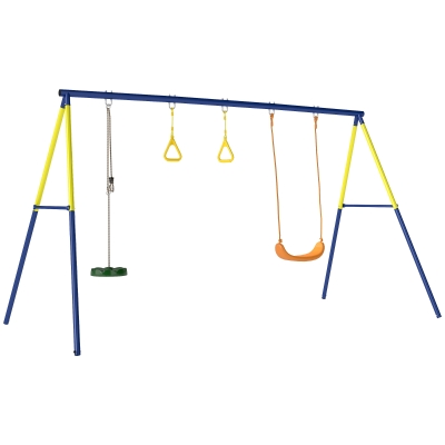 AIYAPLAY Baloiço Infantil 3 em 1 com Argolas de Ginástica para Crianças dos 3 aos 8 Anos 285x160x181 cm Multicolor