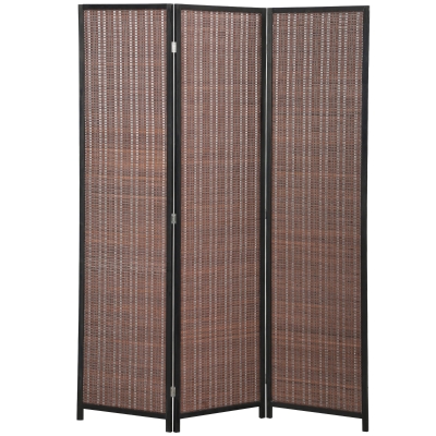 HOMCOM Biombo de madera separador de estancias separación plegable 3 paneles 135 x 180 cm marrón