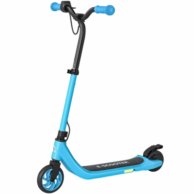 HOMCOM 120W Electric Scooter, E-Scooter, Adjustable Height, Rear Brake, for Ages 6+, Blue