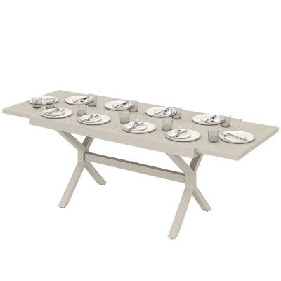 Outsunny Table Extensible 8-10 Pers Aluminium Gris 154/214 cm