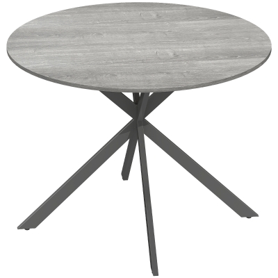 HOMCOM Mesa de comedor redonda para 4 personas, mesa de cocina estilo industrial con patas de acero, para comedor, cocina, Gris