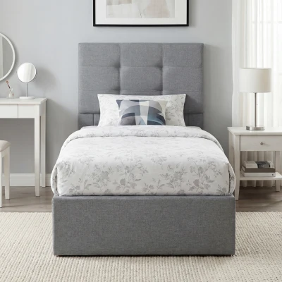 HOMCOM Single Ottoman Bed with Gas Lift Storage Grey