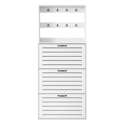 Mobile scarpiera con 3 ante e ganci, Bianco