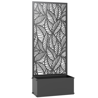 Outsunny Jardinera con enrejado, macetero, con pantalla de privacidad, para plantas trepadoras, metal, 45 x 21,5 x 110 cm, negro