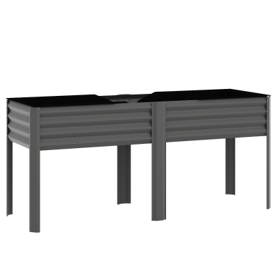 Outsunny Huerto Elevado de Metal, Jardinera Elevada de Metal 241L con Barras Reforzadas y Tejido No Tejido, Gris oscuro