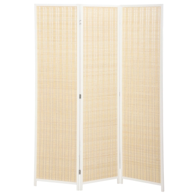 HOMCOM Paraván de madera separador de ambientes cloison de separación plegable 3 paneles 135 x 180 cm blanco