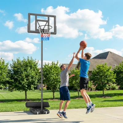 SPORTNOW Aro de Basquete para Exterior 135-305cm Altura Ajustável Rápida Suporte de Basquete com Placa Traseira 110x70cm Resistente a Quebras 2 Rodas