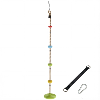 AIYAPLAY Cuerda de escalada Columpio 1,9 m, Columpio disco para niños con plataforma, cincha y mosquetón, verde