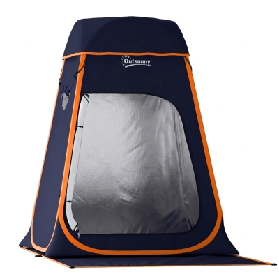 Outsunny Tienda de Campaña Instantánea Pop-Up Tienda de Ducha Camping Portátil con Bolsa de Transporte Impermeable Azul Oscuro