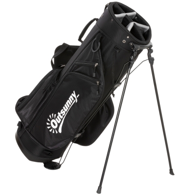 Outsunny Golf Stand Bag Waterproof 6-Way Dividers Grey