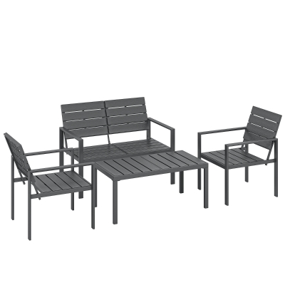Outsunny 4pc Outdoor Sofa Set Metal Frame Dark Grey
